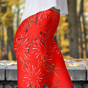 Leggings Vibrant bonbon Red Starburst Motif