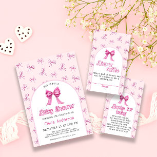 Baby shower rose Bow Elegance Invitation