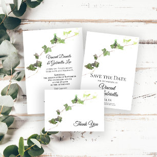 Save The Date Vert anglais Ivy Watercolor Wedding Enregistrer la