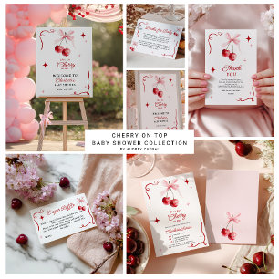 Invitation Coquette rose cerise Bow sur le dessus Baby shower
