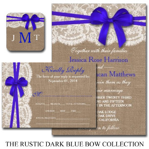 Invitation Collection de Mariages Rustic Blue Bow