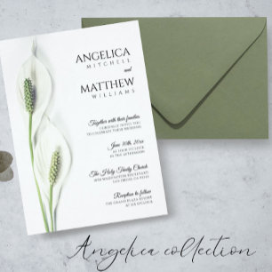 Invitation Elégant Blanc Calla Lily Fleurs Mariage Floral En