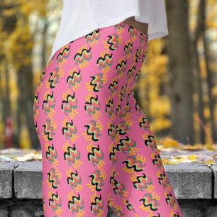 Leggings Frivoly Motif de peinture de doigt rose français