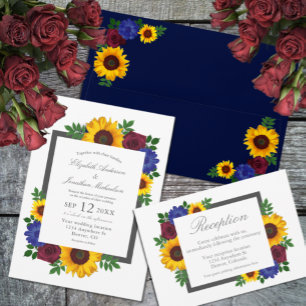 Invitation Mariage floral Rose Tournesol