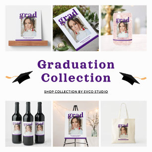 Verre Canette Photo Graduation Party Élégant Script moderne