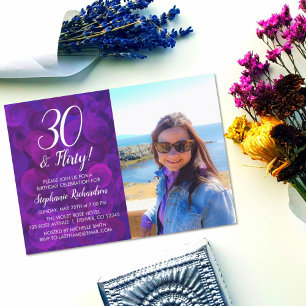 Invitation 30 et Flirty Elegant Purple Photo Anniversaire