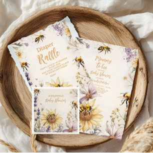 Invitation Vintage maman à être jaune Baby shower Floral