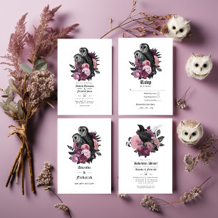 Programme Chouette florale Mauve Mariage gothique
