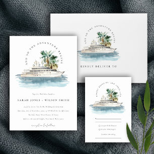 Invitation Elégant Dusky Cruise Ship Palm Mariage marin