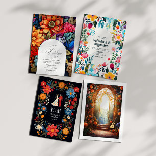 Invitation Photo Mariage de la fleur de Whimsical et code QR