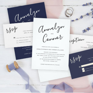 Invitation Photo de script minimal   Mariage monochrome moder