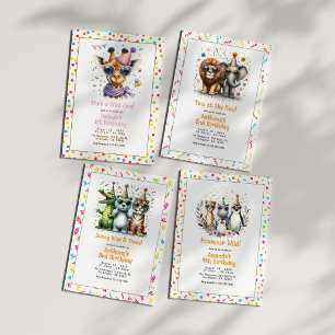 Invitation Safari Animal "Deux au Zoo!" 2e fête d'anniversair