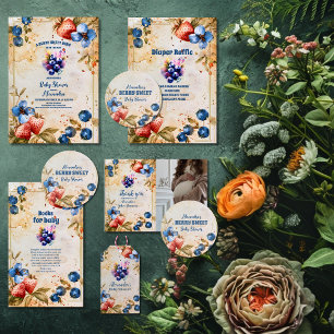 Invitation Bleu Berry baby shower doux