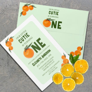 Invitation Little Cutie Orange 1er anniversaire