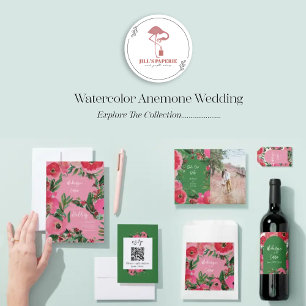 Invitation En Aluminium Aquarelle Anemone Mariage rose