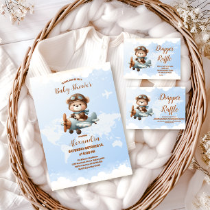 Invitation L'aventure de l'ours mignon commence le Baby showe