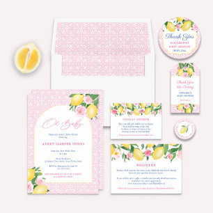 Invitation Arc Forme citrons bébé fille douche