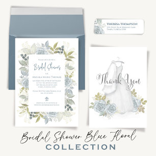 Invitation Page d'événement Floral Dusty Blue Fête des mariée