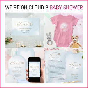 Invitation Nous sommes sur Cloud 9 Elegant Dreamy Blue Baby s