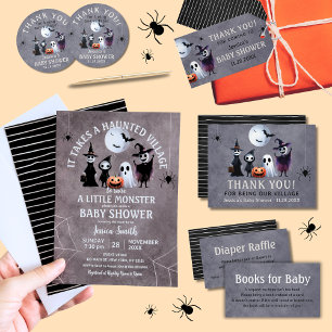 Invitation Il Faut Un Village Hauné Baby shower D'Halloween