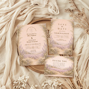 Cartons Réponse Mariage à la Campagne Champ de Lavande