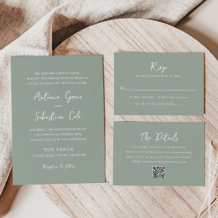 Invitation Élégant Sage Green Mariage moderne
