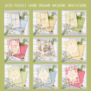 Invitation Mariage fleur sauvage de paquets de semences tiré 