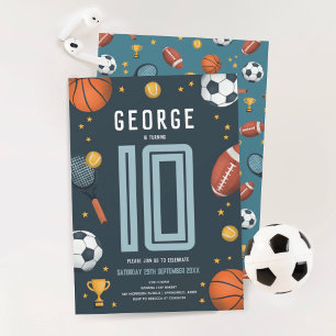 Invitation Boys Blue Sports Enfants 8e anniversaire