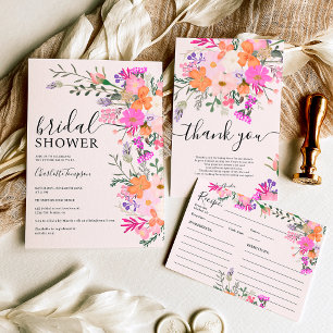 Invitation Romantique pastel fleurs sauvages printemps nuptia
