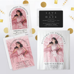 Invitation Style classique fille Anniversaire Typographie noi