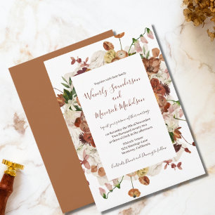 Floral Burnt Orange Dusty Rose invitations de mari