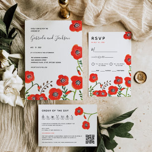 Sticker Rond Mariage Fleurs Red Poppies