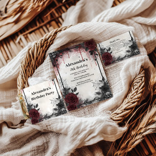 Carte De Remerciements Anniversaire Roses de sang gothiques