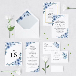 Invitation Aquarelle bleu pâle mariage