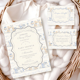 Invitation Bain de bébé Ourson aux myrtilles Baby Shower