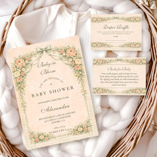 Invitation Fête de Naissance Arc de Rose de Sauge Rose