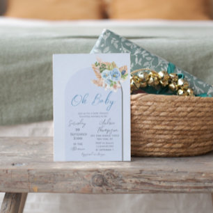 Invitation Mariage floral en laiton bleu moderne Boho Arch Pa