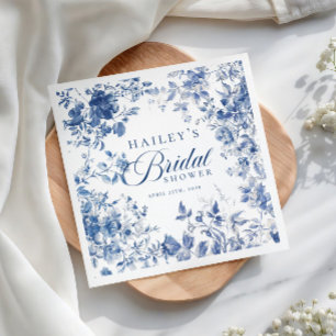 Affiche Élégant Bleu Toile de Jouy Chinoiserie Faveurs Sig