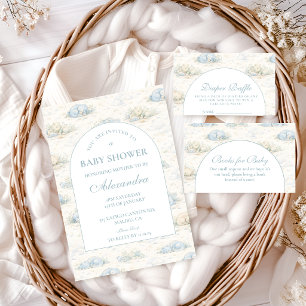 Invitation Baby Shower Dinosaure Bleu Douce