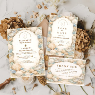 Invitation Couronne de mariage neutre sur la plage