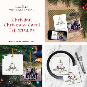 Cartes Pour Fêtes Annuelles Typographie chrétienne de Noël Plaid Photo