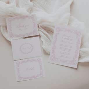 Carte D'accompagnement Élégante palette de couleurs violet rose Vintage