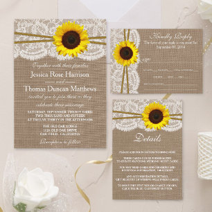 Invitation Collection de Mariages de tournesols rustiques