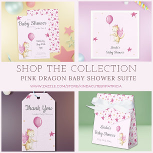 Ballotins Baby shower de dragon rose Cute Pastel