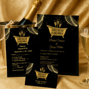 Cartons Réponse Black Gold Brunch & Bubbly Mariage