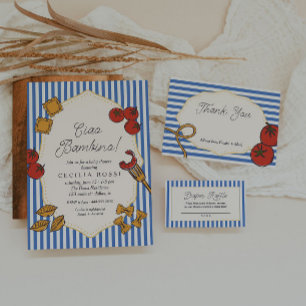 Carte D'accompagnement Ciao Baby Blue Stripe Pâtes Italiennes Merci