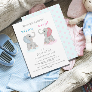 Invitation Bébé mignon éléphant Genre Révélation Baby shower 