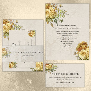 Boho Faded Yellow Roses Mariage campagnard
