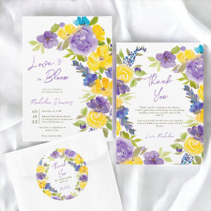 Carte De Remerciements Boho amour en fleurs lavande fleurie douche nuptia
