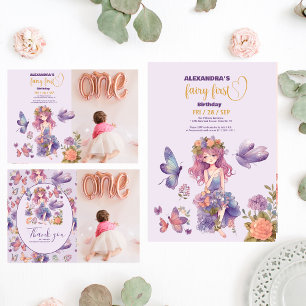 Papier Cadeau Fairy First Enchanted Woodland 1er Anniversaire